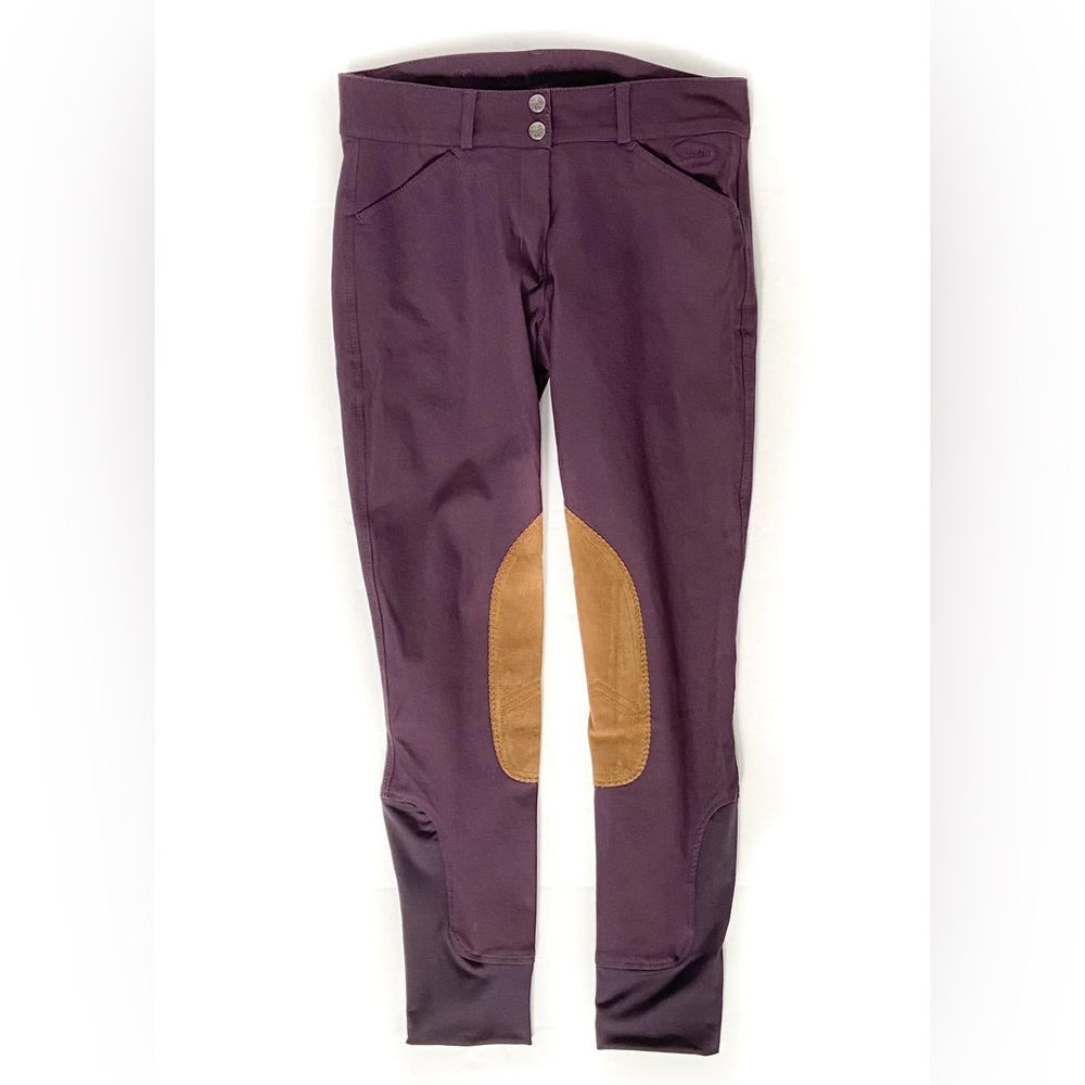 elation platinum equestrian chelsea purple knee patch breeches